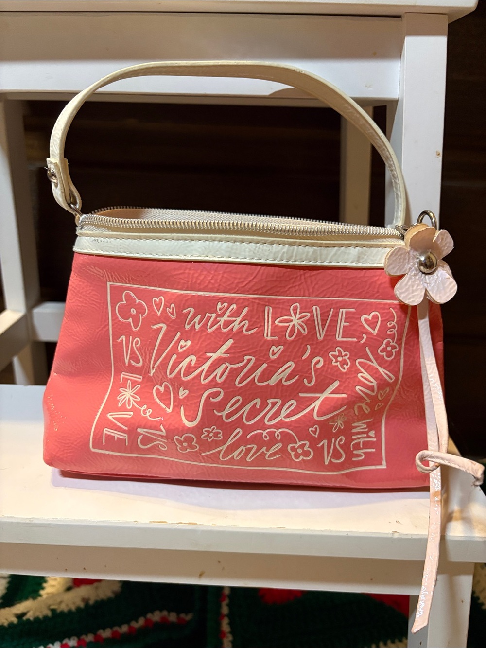 Victoria’s Secret Y2K Pink Patent Mini Shoulder Bag “With Love” Graphic Purse